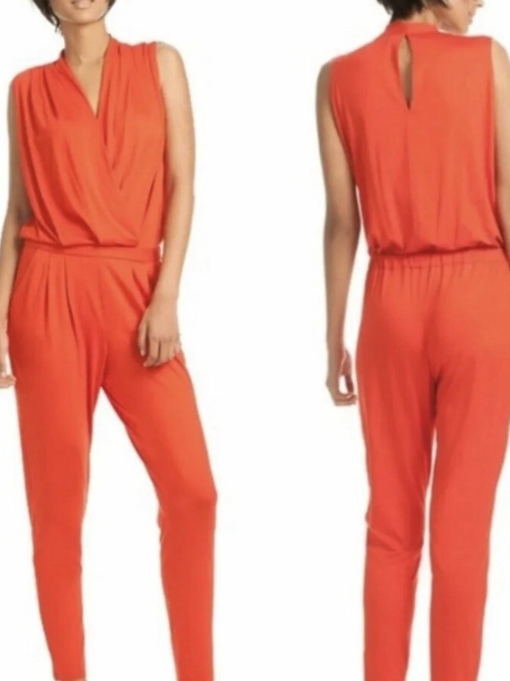 Trina Turk Sleeveless Orange/Red Jumpsuit Size Medium